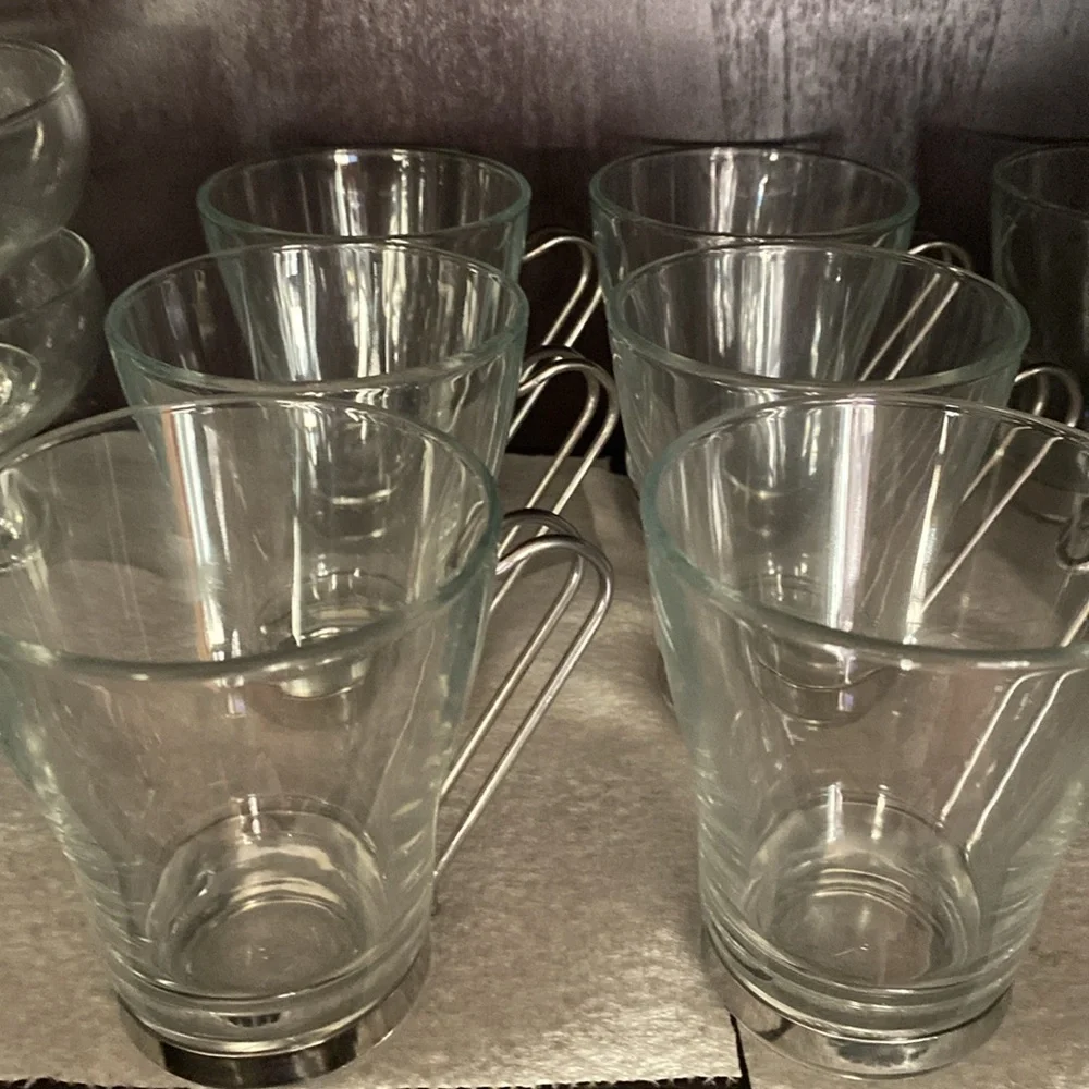 Bormioli Rocco Oslo Glass Cappuccino Cups with Metal Handles